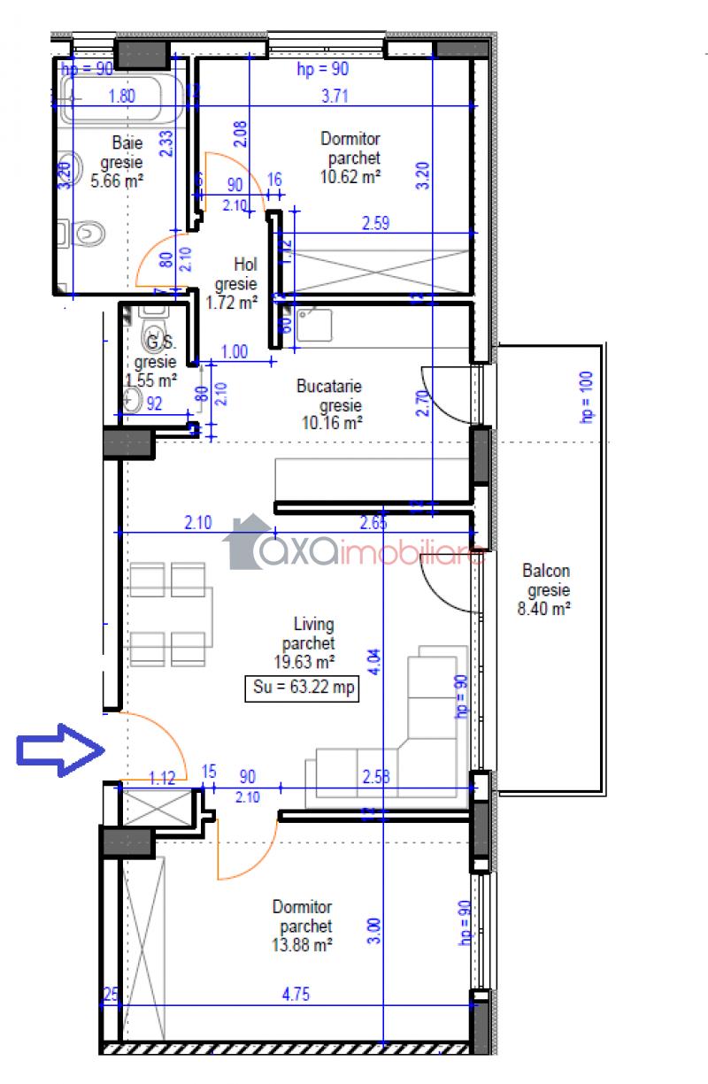 Apartament 3 camere de vanzare in Floresti